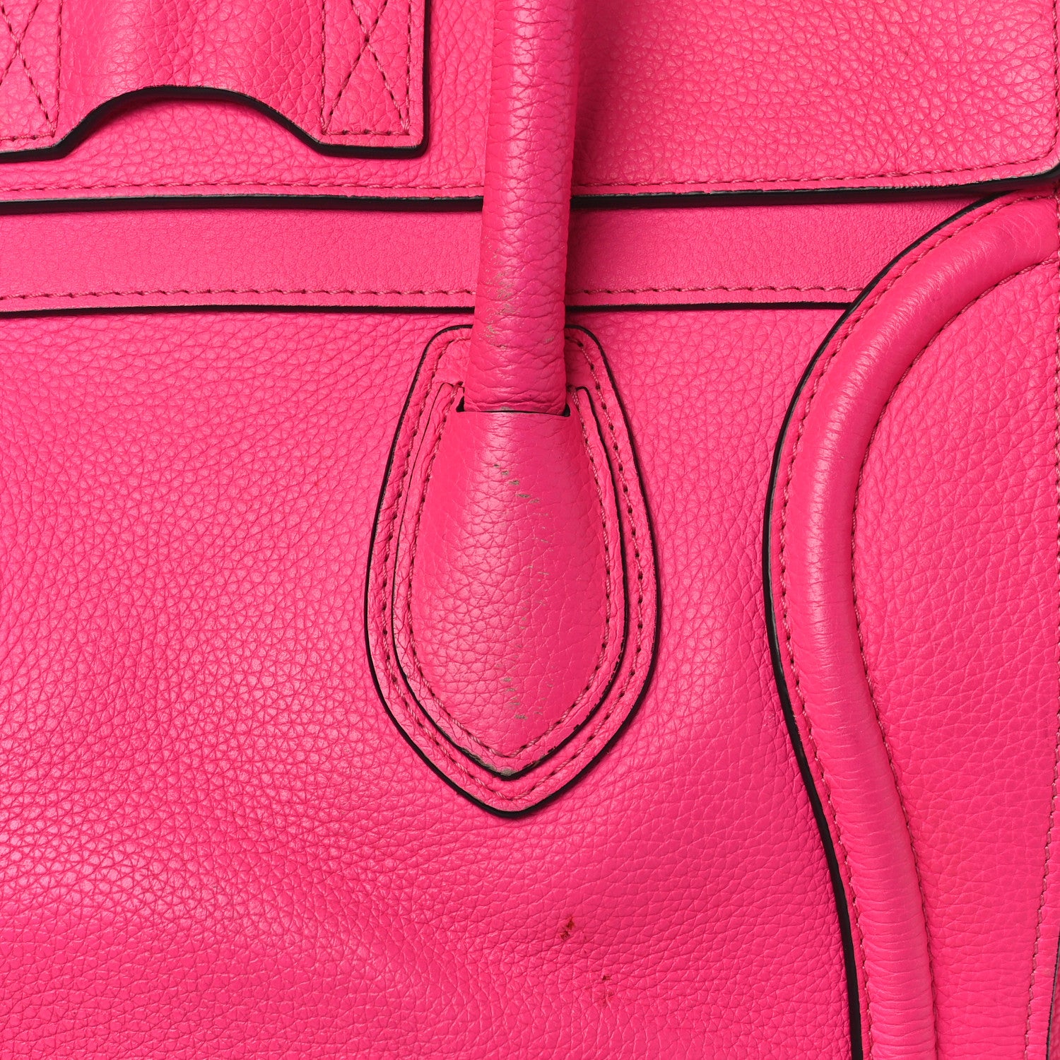Celine Drummed Calfskin Mini Luggage Fluo Pink 10 of 18
