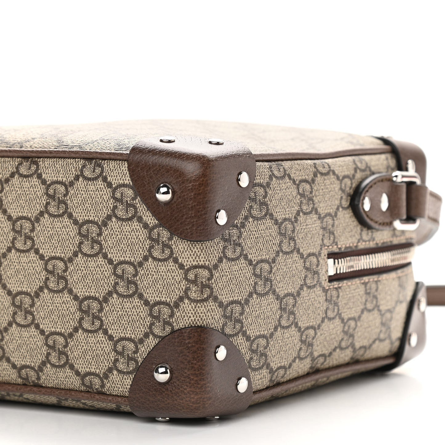 GG Supreme Monogram Textured Calfskin Square Messenger Bag Beige Ebony New Acero