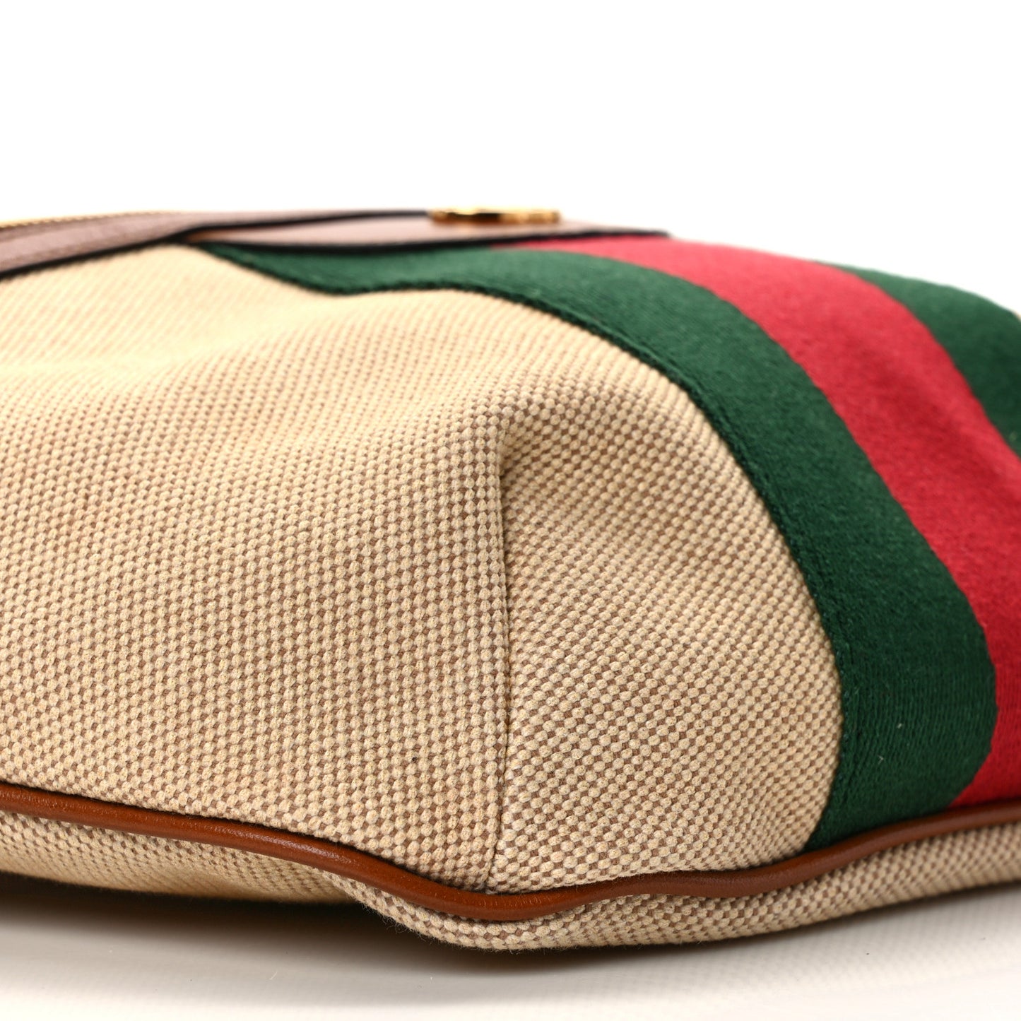 Vintage Canvas Web Belt Bag Sand Cuir