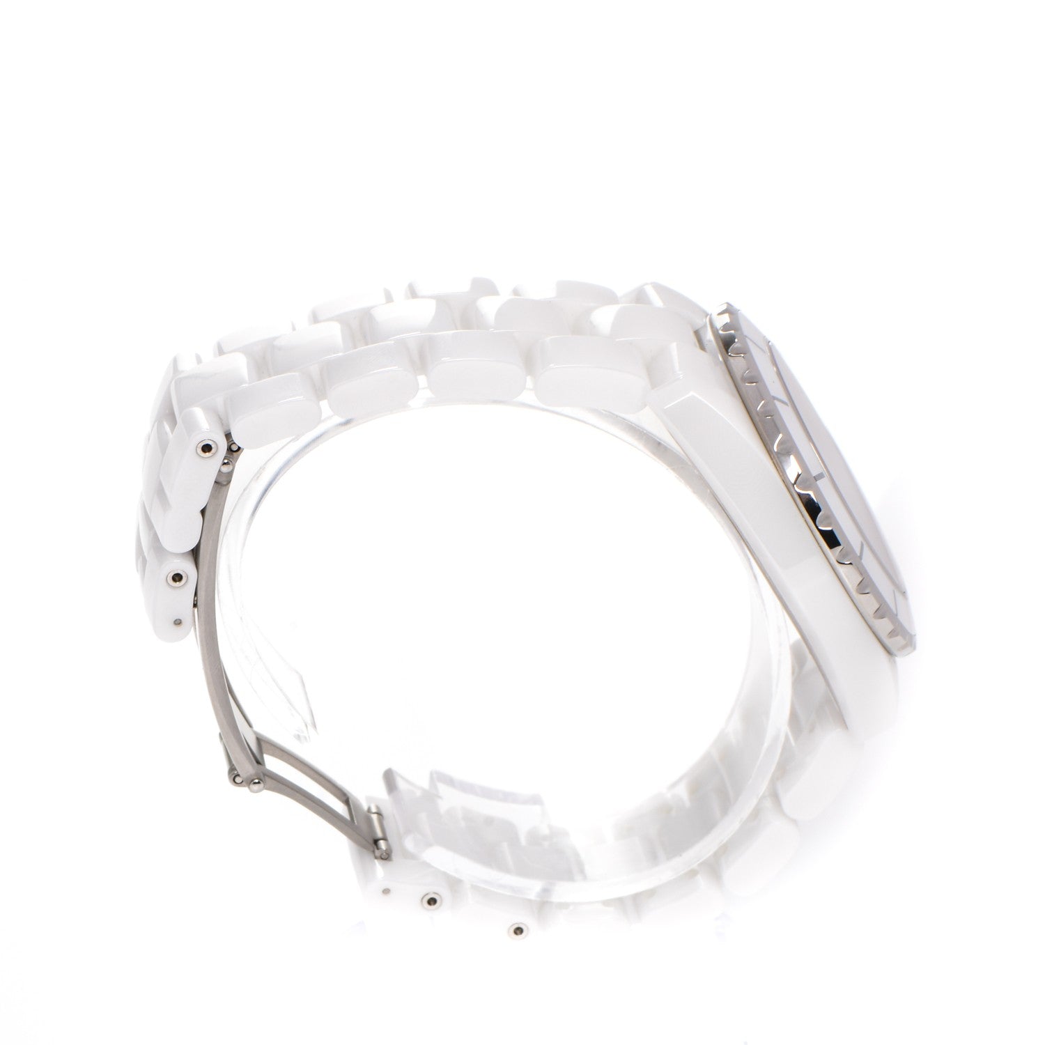 Chanel Stainless Steel Ceramic Diamond 38mm J12 Automatic Watch White 5 of 8