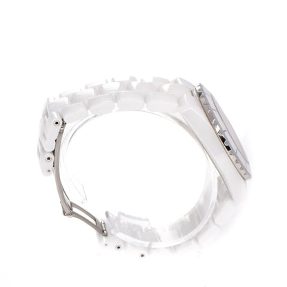 Chanel Stainless Steel Ceramic Diamond 38mm J12 Automatic Watch White 5 of 8