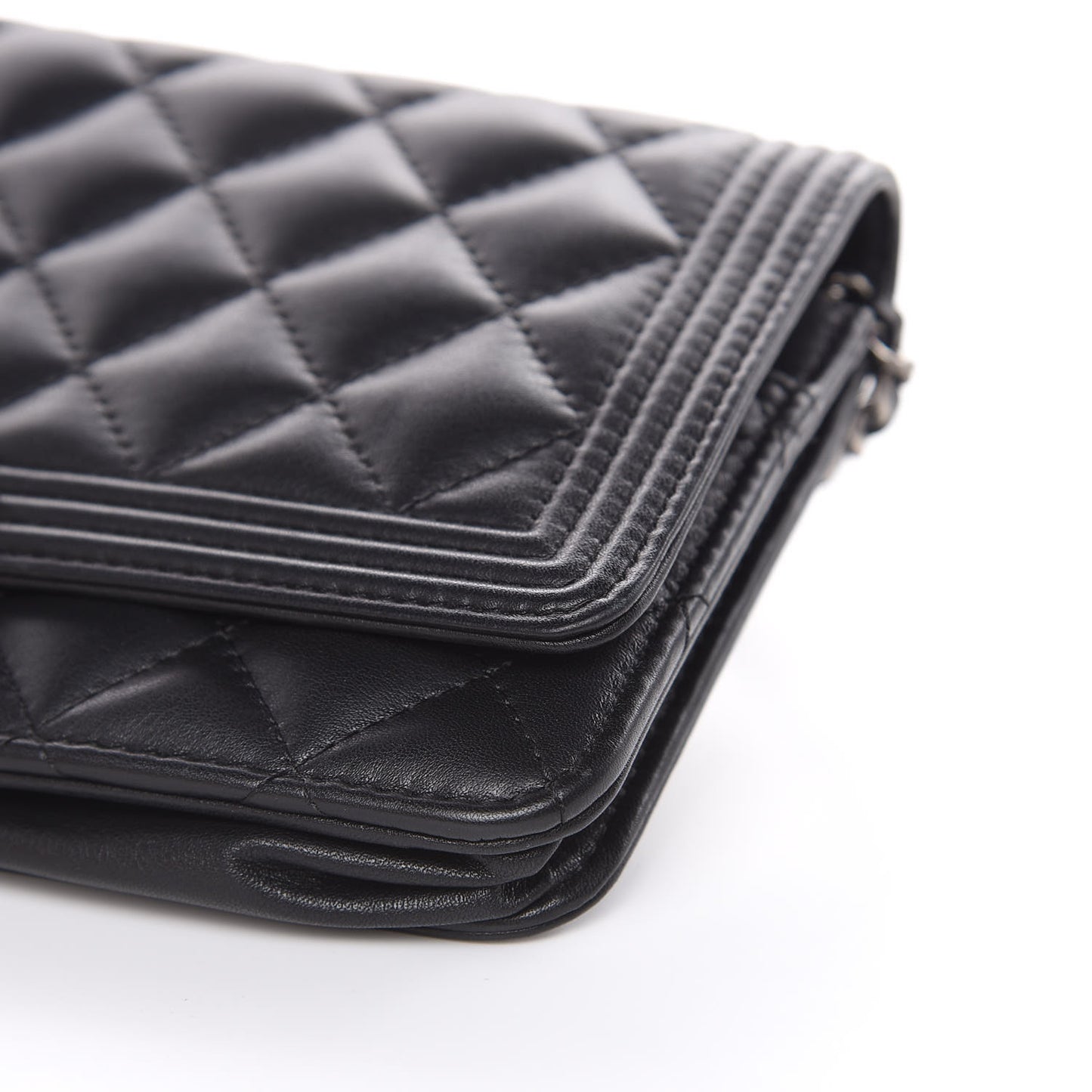 Lambskin Quilted Boy Wallet On Chain WOC Black