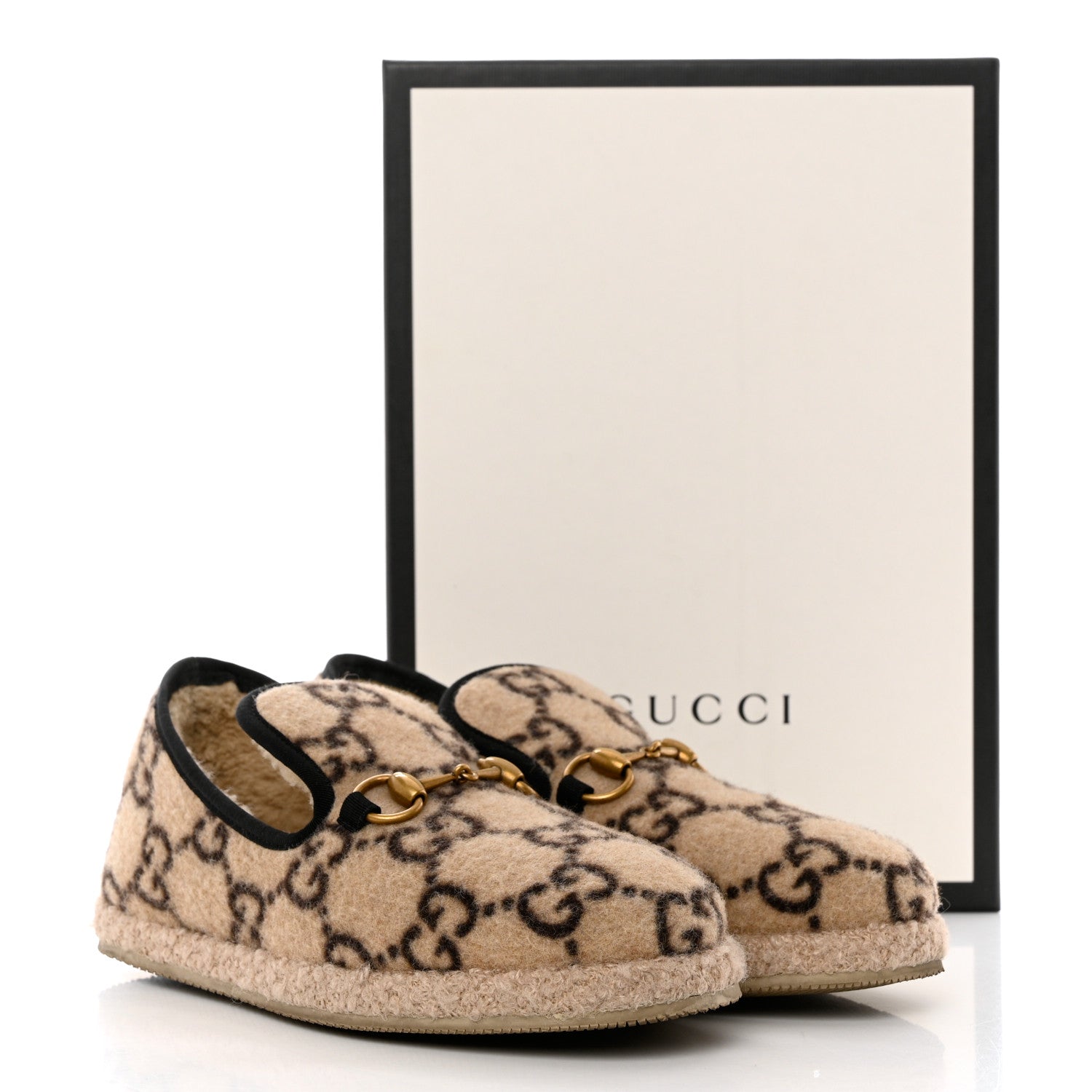 Gucci Covered Wool GG Monogram Womens Fria Horsebit Loafers 36.5 Beige Ebony Black Butterscotch 8 of 8