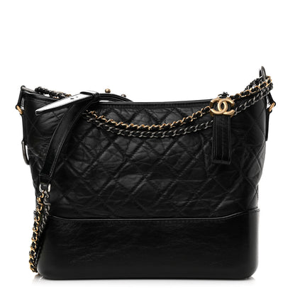 Chanel Aged Calfskin Quilted Medium Gabrielle Hobo Black 1 of 13
