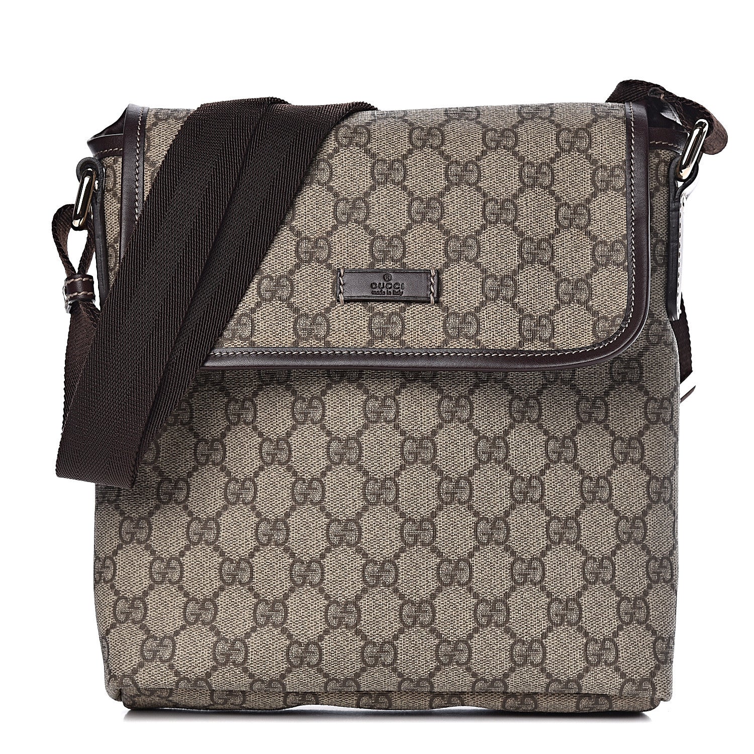 Gucci GG Plus Monogram Small Flap Messenger Bag Beige Dark Brown 1 of 10