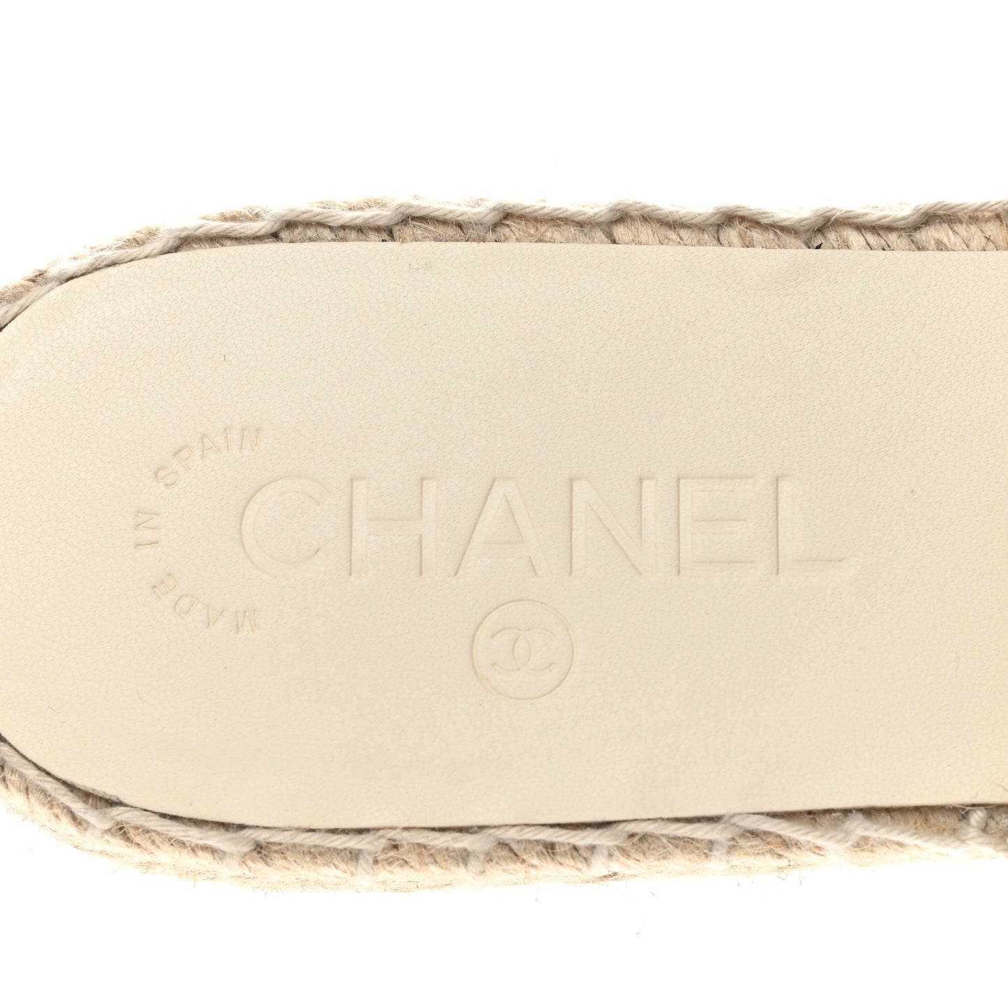 Iridescent Goatskin CC Espadrille Mules 41 Ivory Black