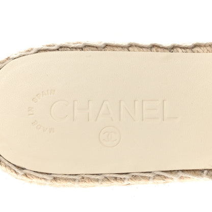 Chanel Iridescent Goatskin CC Espadrille Mules 41 Ivory Black 8 of 10