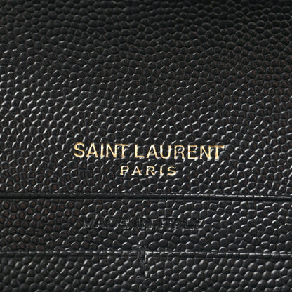 Saint Laurent Grain De Poudre Matelasse Chevron Monogram Flap Wallet Black 6 of 11