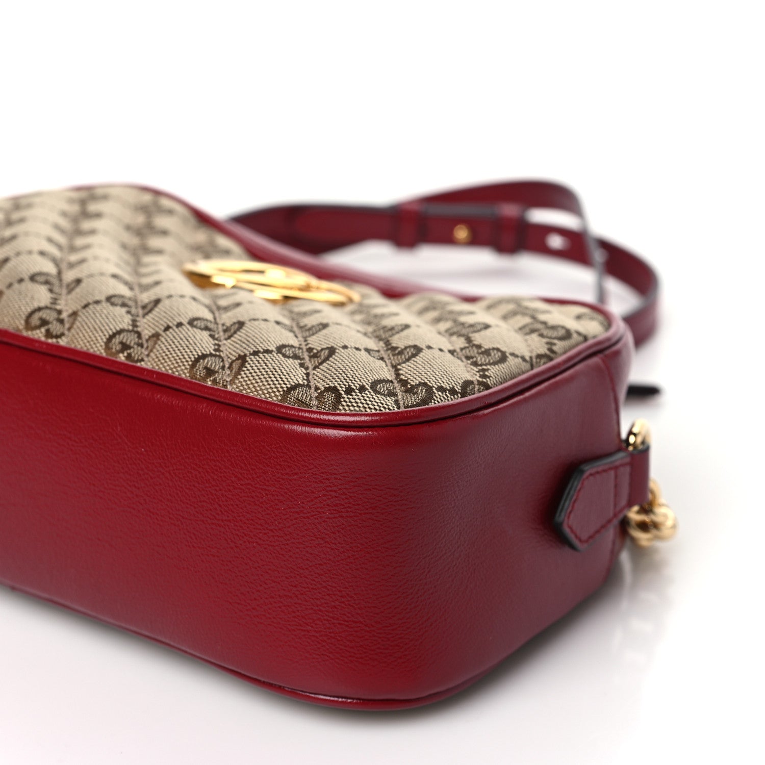 Gucci Monogram Azalea Calfskin Matelasse Diagonal Small GG Marmont Chain Shoulder Bag Beige Ebony New Cherry Red 10 of 11