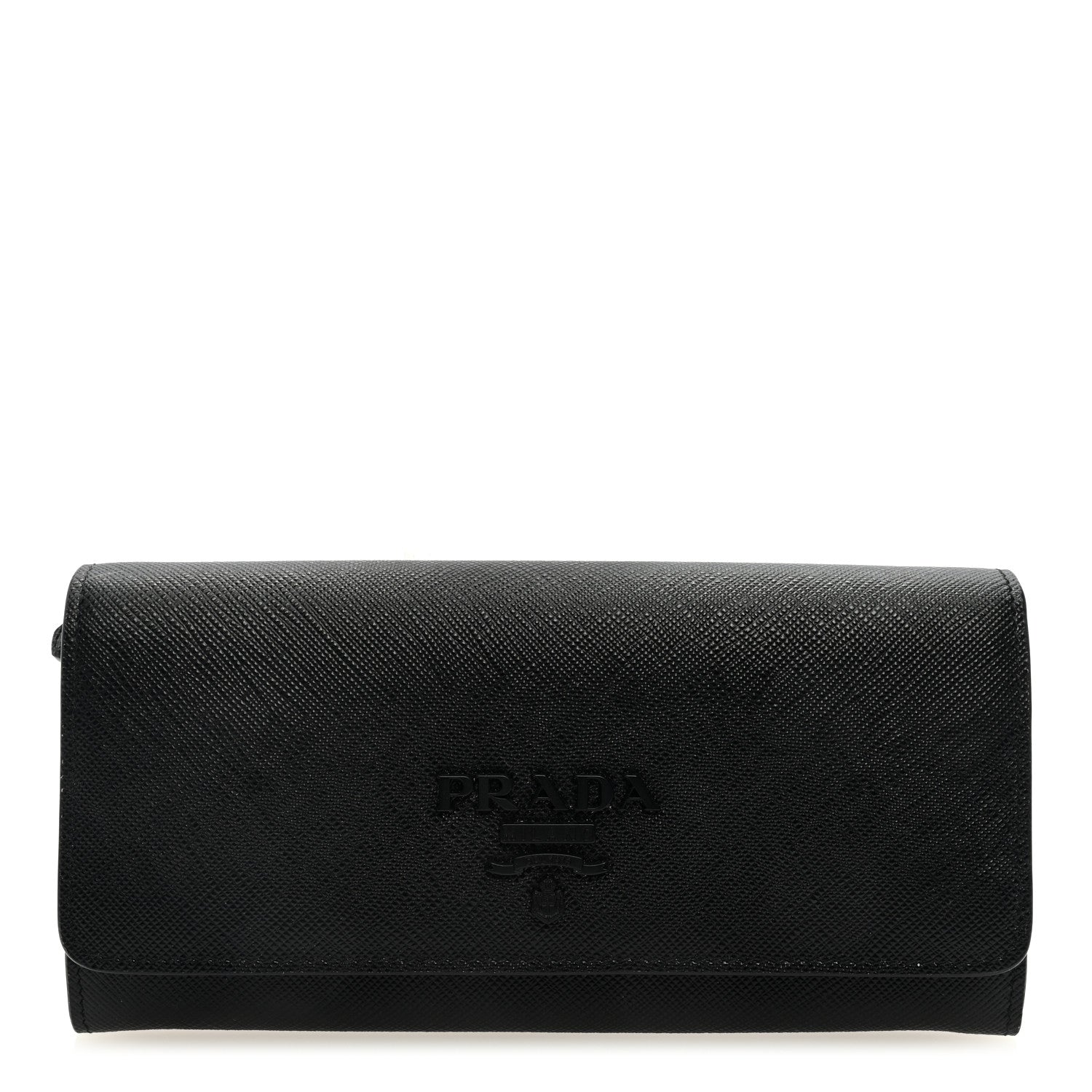 Prada Saffiano Metal Continental Flap Wallet Black 3 of 7