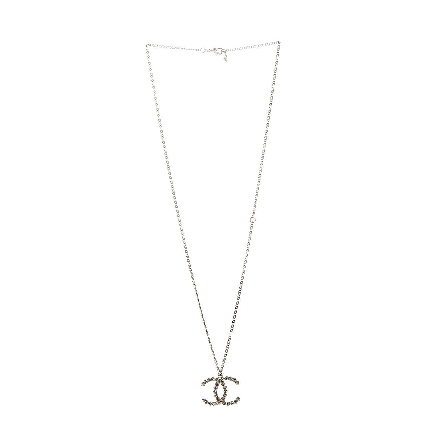 Chanel Crystal CC Pendant Necklace Gold 3 of 6
