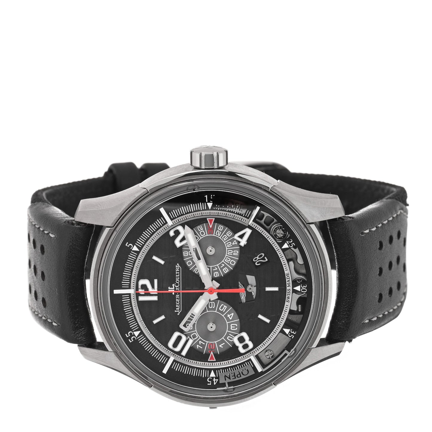 Titanium Calfskin 44mm Amvox II Chronograph Limited Edition Automatic Watch Black 192.T.25