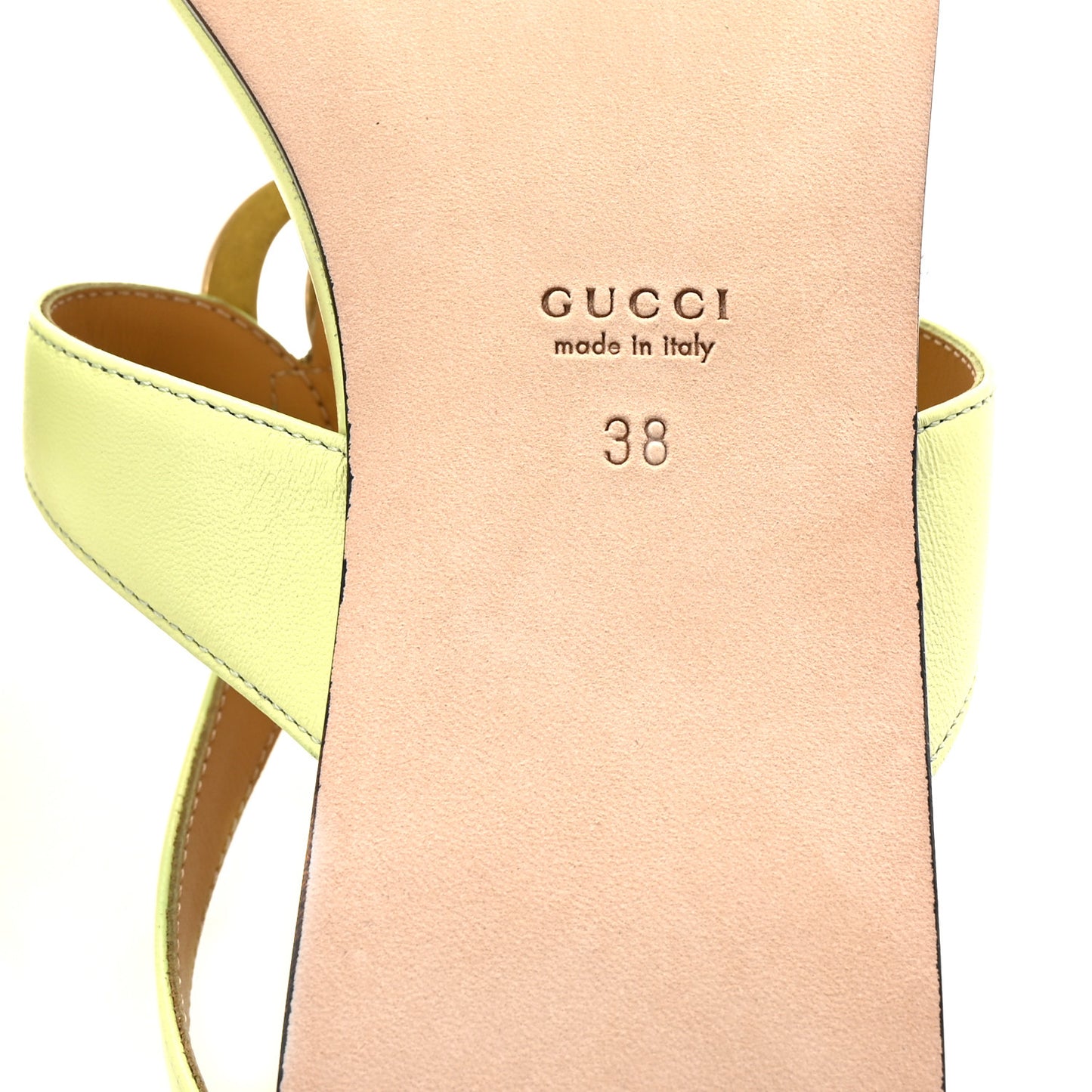 Calfskin Double G Thong Flat Sandals 38 Pistachio Green