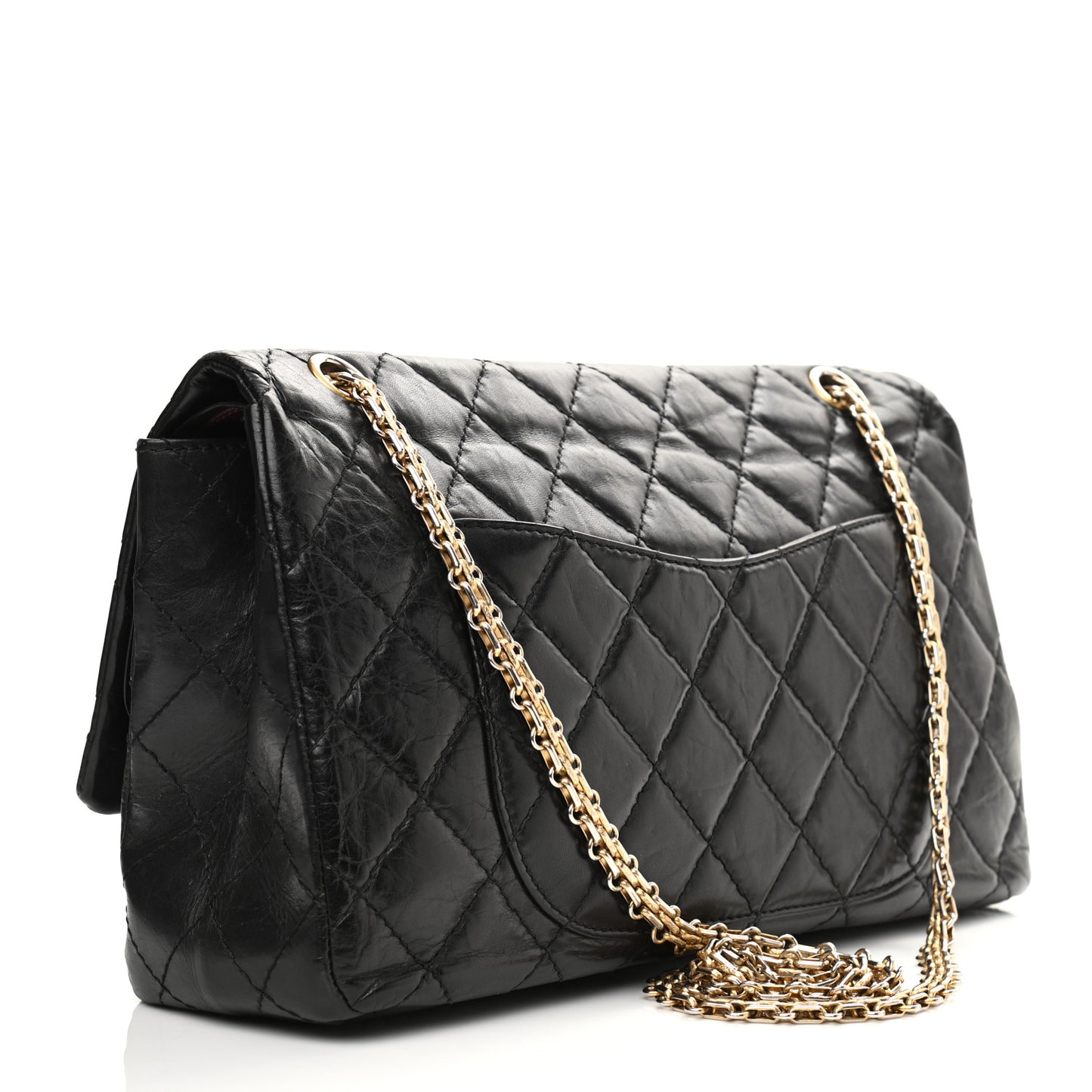 Aged Calfskin Quilted 2.55 Reissue 227 Flap Black