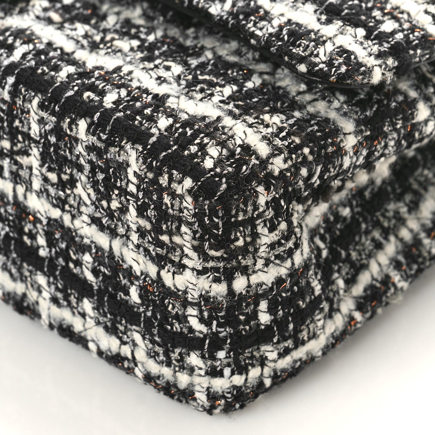 Tweed Quilted Medium Double Flap Black