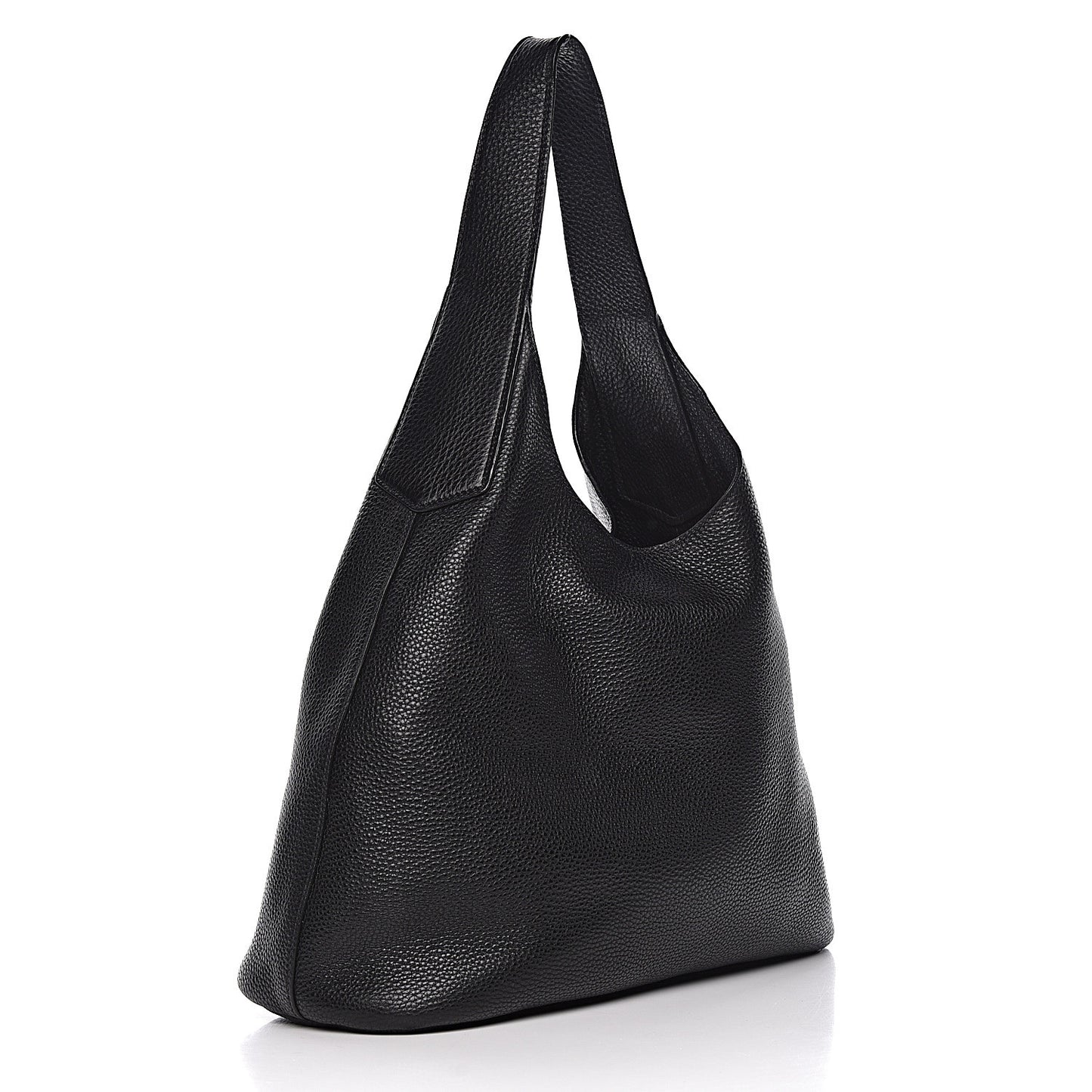 Vitello Daino Embossed Logo Hobo Black