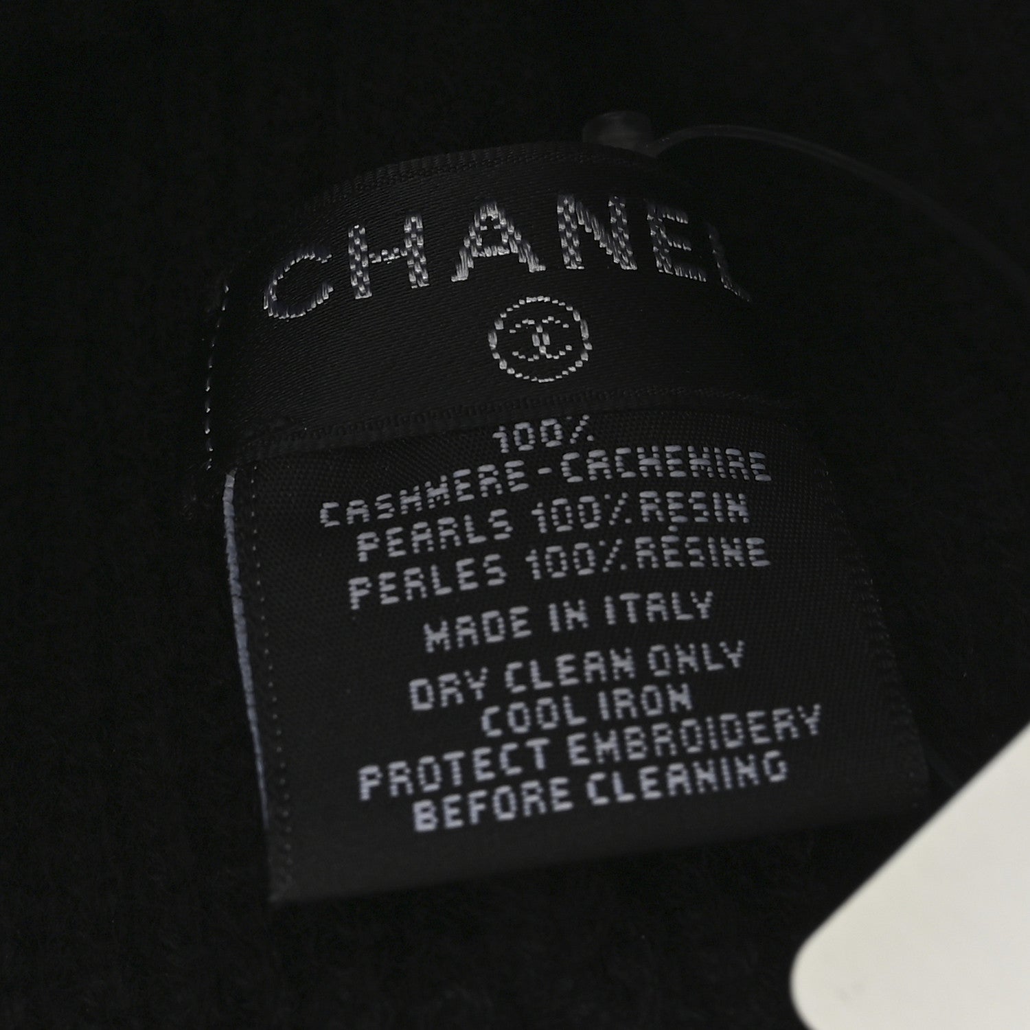 Chanel Cashmere Logo Beanie Hat Black White 5 of 5