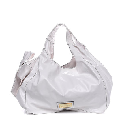 Valentino Garavani Patent Lacca Large Nuage Bow Hobo White 1 of 8