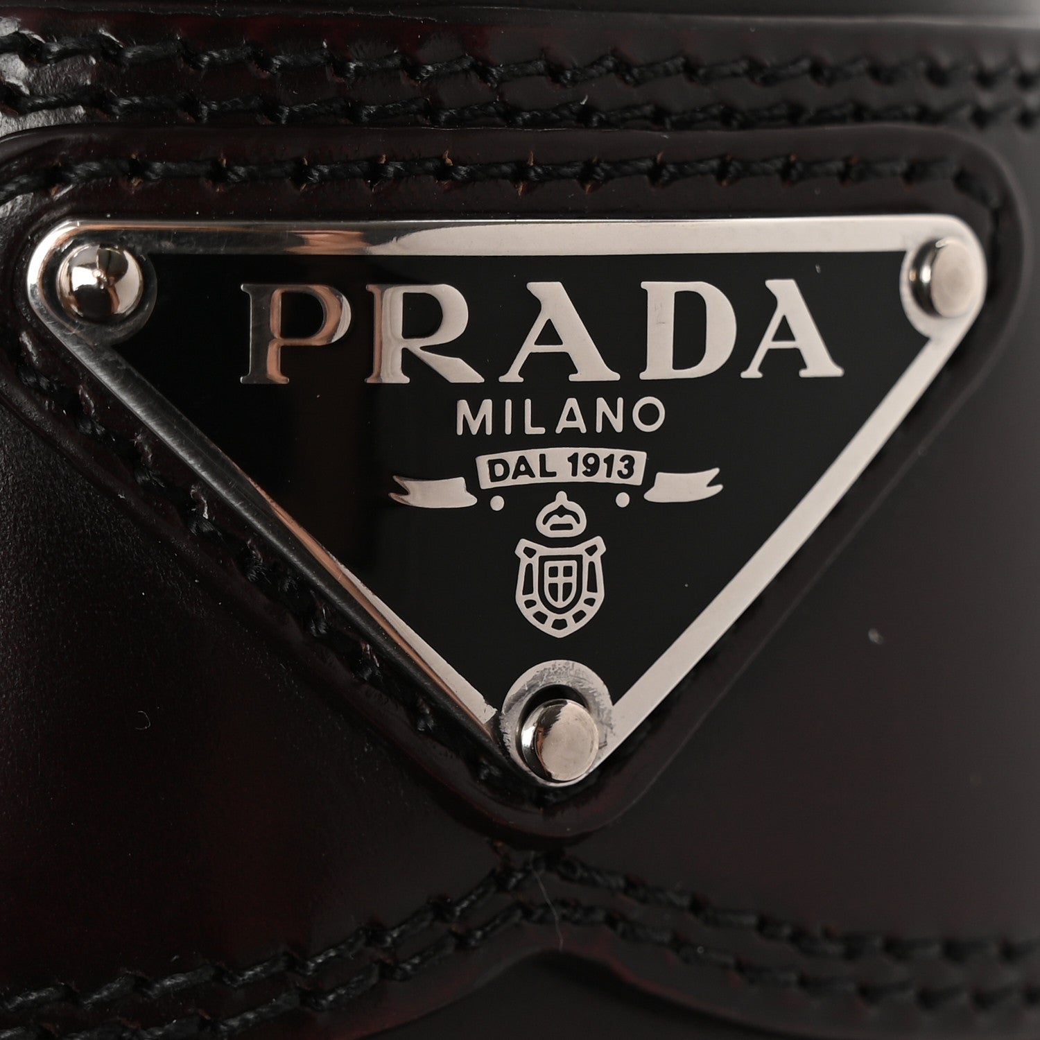 Prada Spazzolato Metal Triangle Logo 50mm Loafers 38 Cordovan 9 of 9