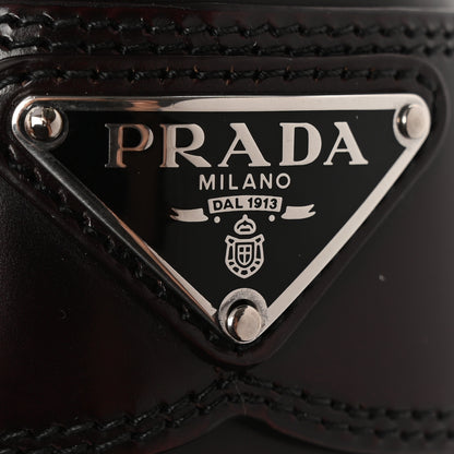 Prada Spazzolato Metal Triangle Logo 50mm Loafers 38 Cordovan 9 of 9