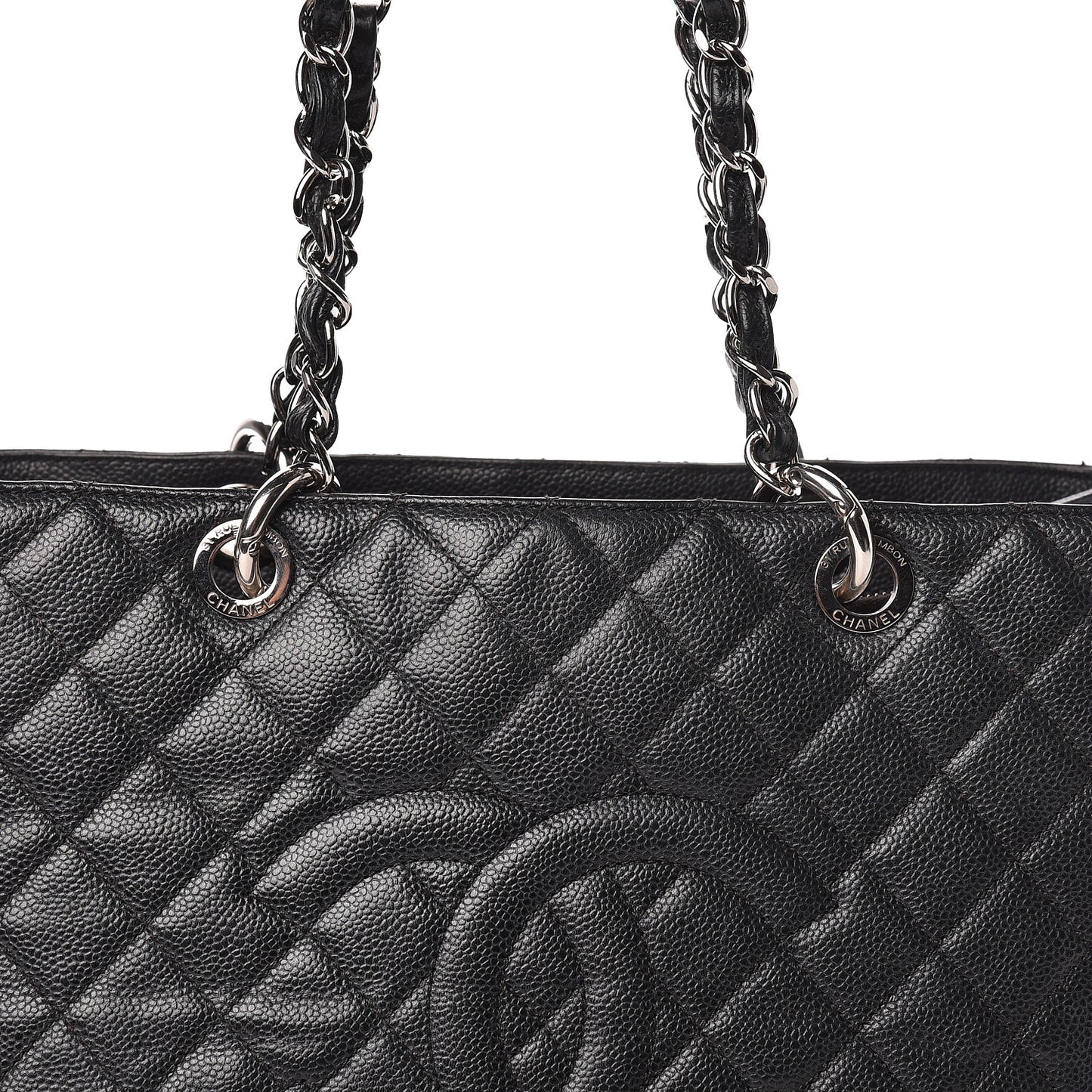 Caviar Quilted Grand Shopping Tote GST Black
