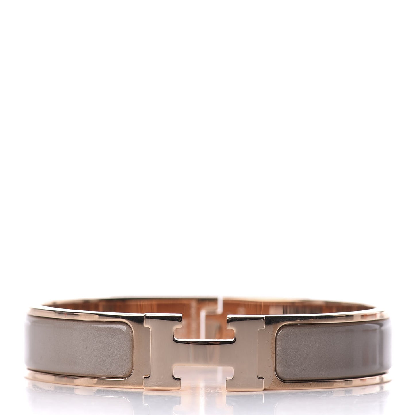 Enamel Clic Clac H Narrow Bracelet PM Marron Glace