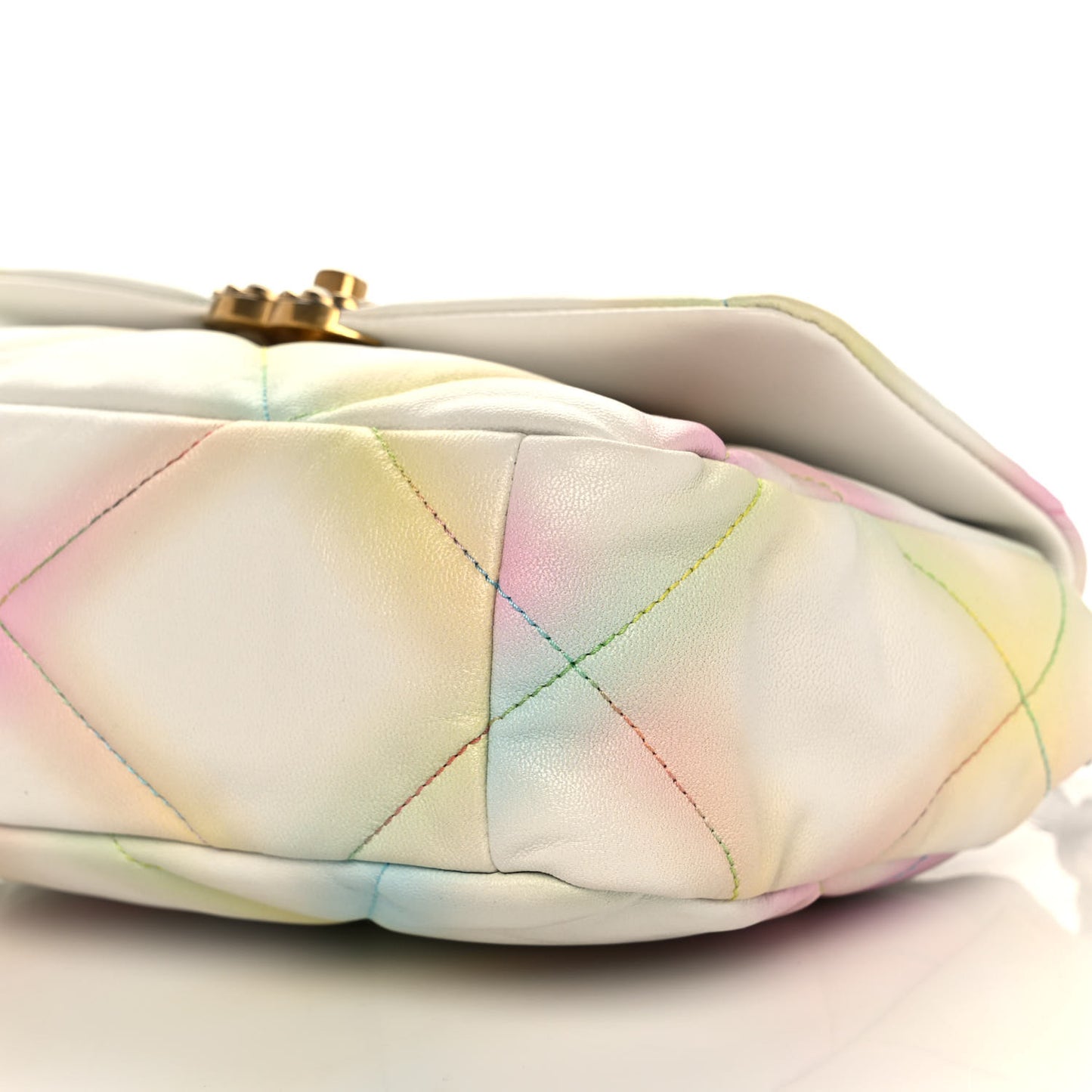 Printed Goatskin Quilted Medium Chanel 19 Flap White Multicolor