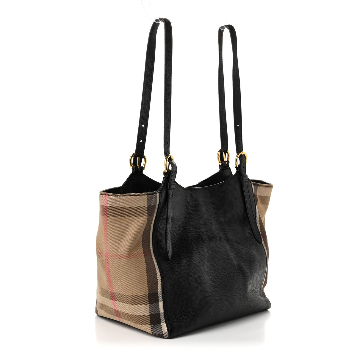 Burberry Grainy Calfskin House Check Small Canterbury Tote Black 4 of 25