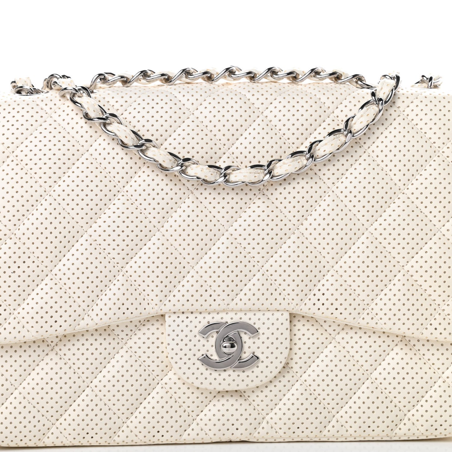 Lambskin Perforated Jumbo Single Flap White