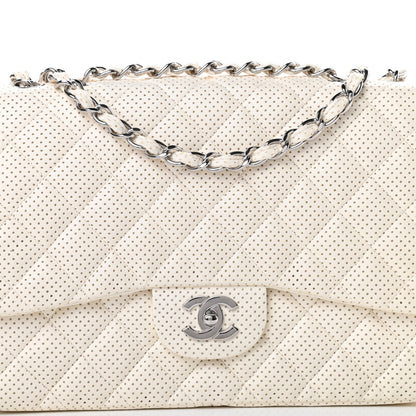 Chanel Lambskin Perforated Jumbo Single Flap White 8 of 13