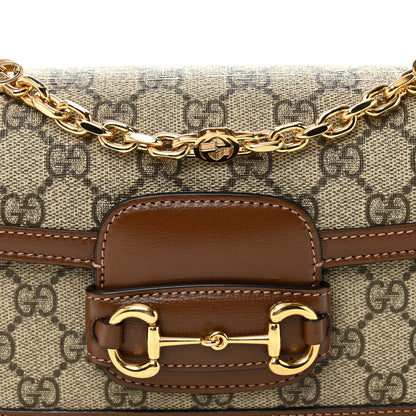 Gucci GG Supreme Monogram Small Horsebit 1955 Chain Shoulder Bag Beige Ebony Brown Sugar 8 of 11