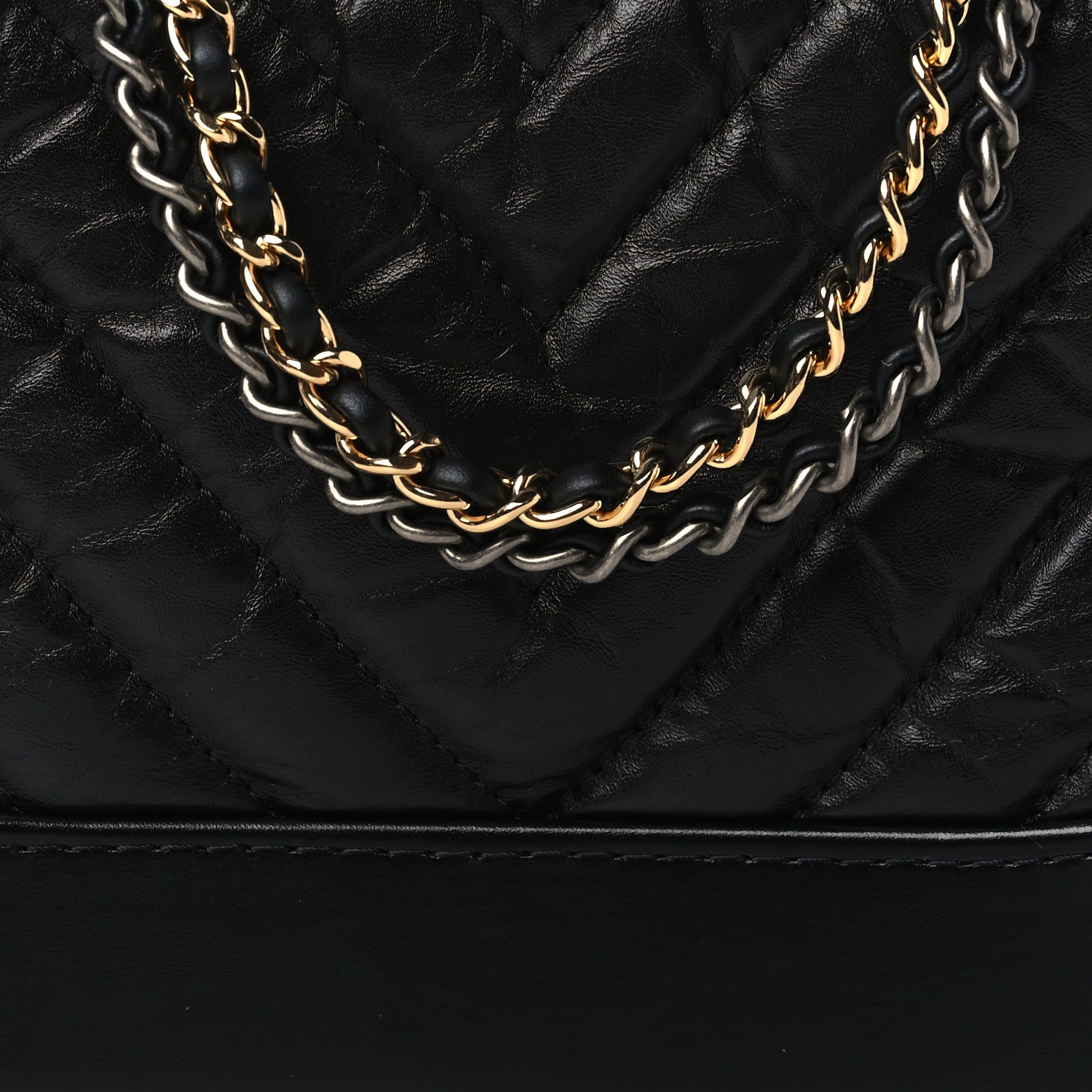 Chanel Aged Calfskin Chevron Quilted Small Gabrielle Hobo Black 8 of 10