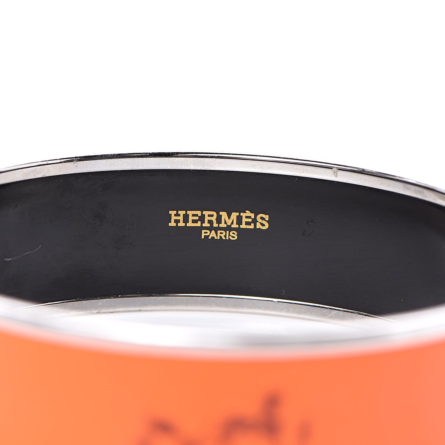 Enamel Printed Wide Caleche Bracelet 70 Orange