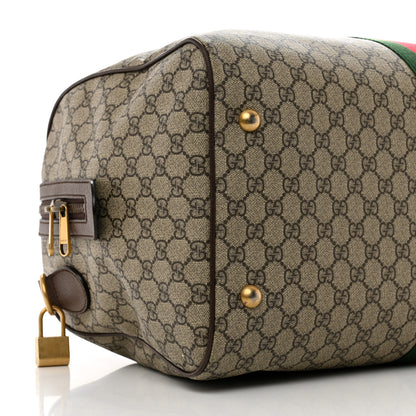 Gucci GG Supreme Monogram Textured Dollar Calfskin Web Medium Ophidia Carry-On Duffle Bag Beige Ebony New Acero 7 of 9