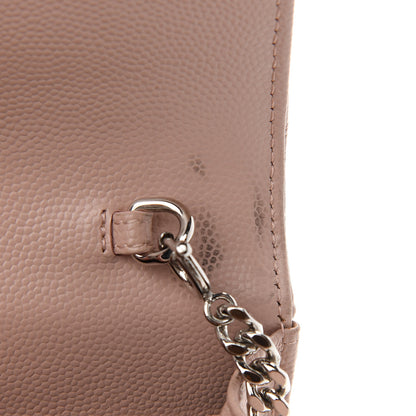 Saint Laurent Grain De Poudre Matelasse Chevron Monogram Envelope Chain Wallet Pale Pink 6 of 9