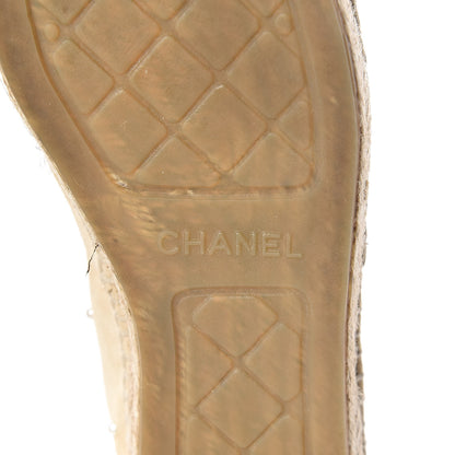 Chanel Suede Pearl CC Espadrilles 38 Beige Black 7 of 11