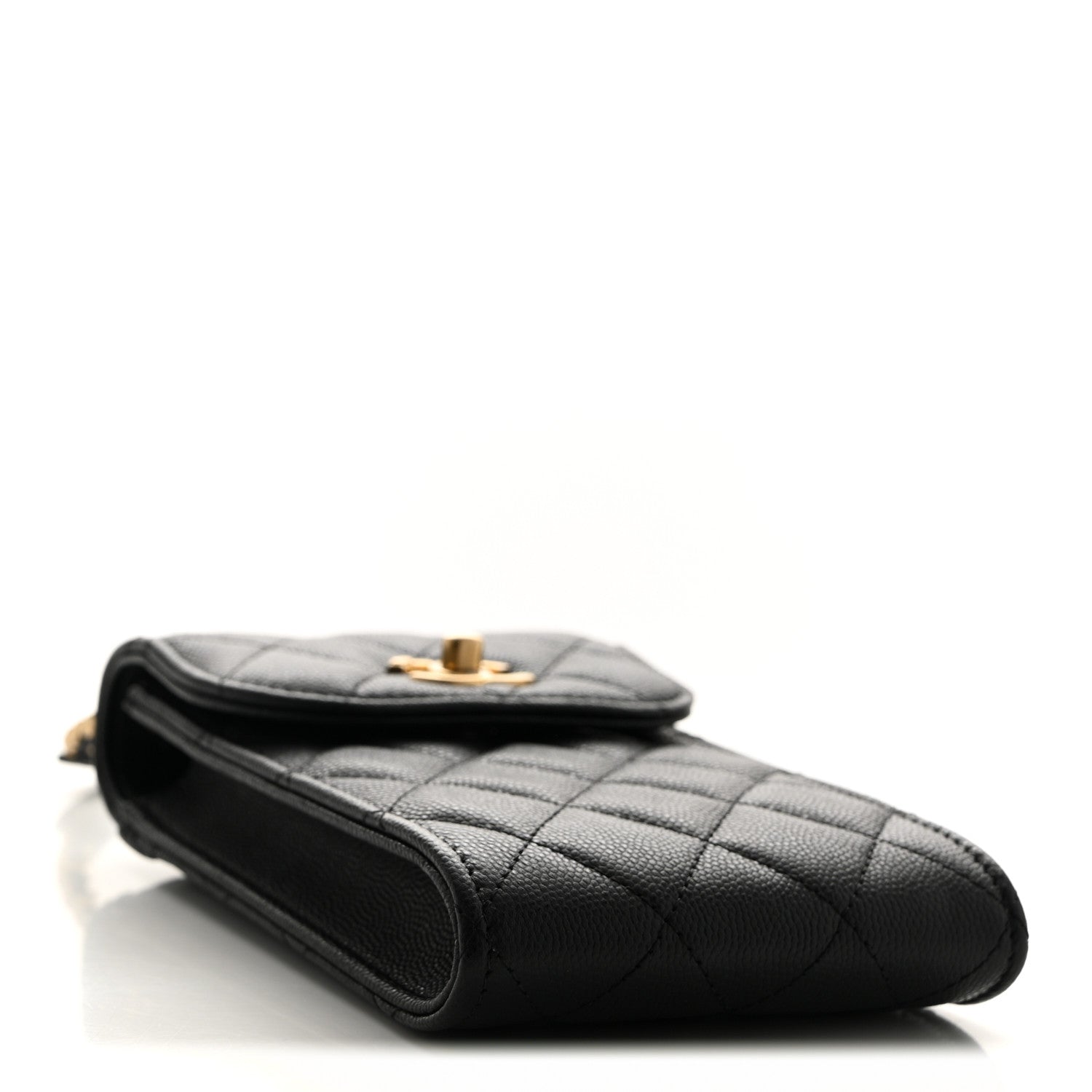 Chanel Caviar Quilted Chain Handle Round Phone Holder Black 4 of 11