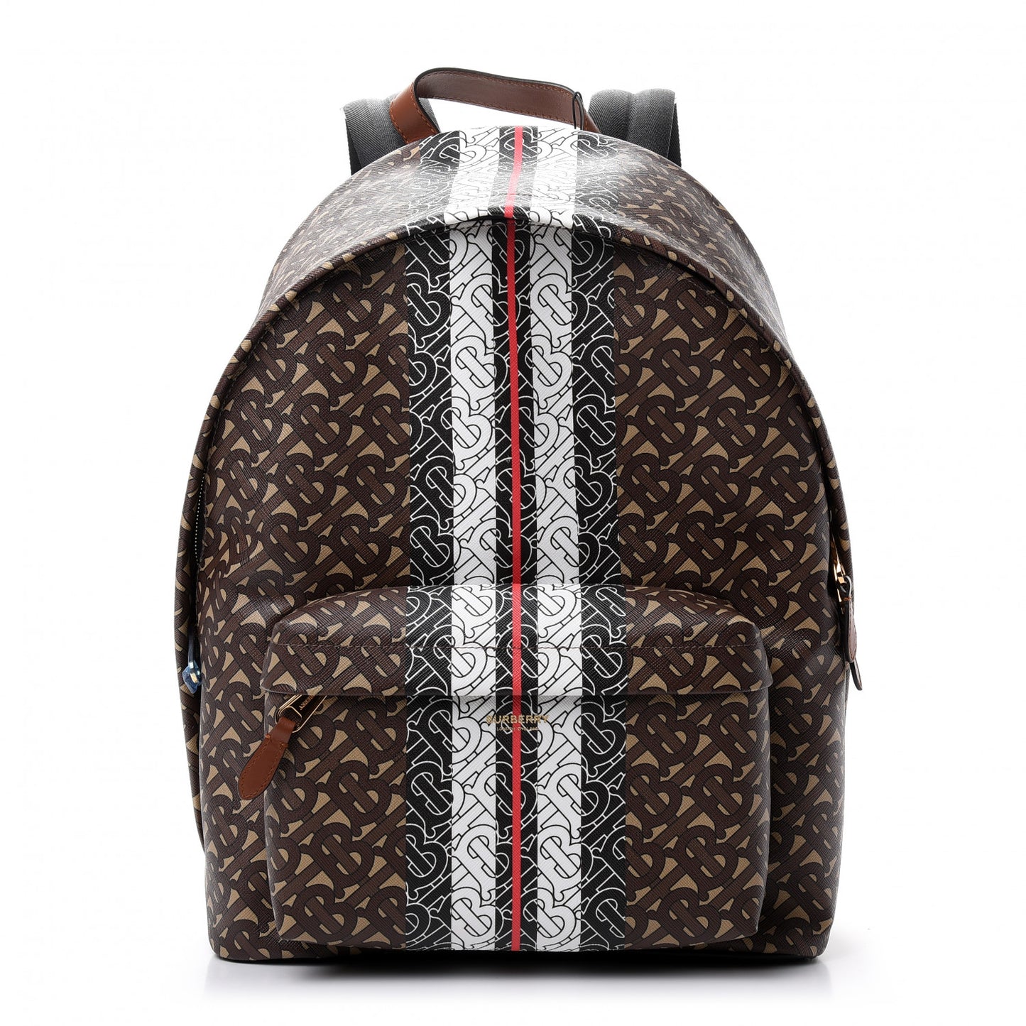 E-Canvas Monogram Stripe Backpack Bridle Brown