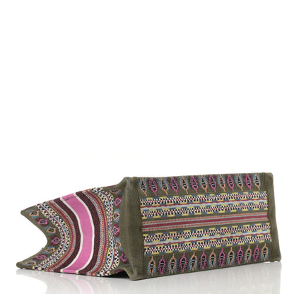 Christian Dior Canvas Embroidered Book Tote Olive Multicolor 4 of 12