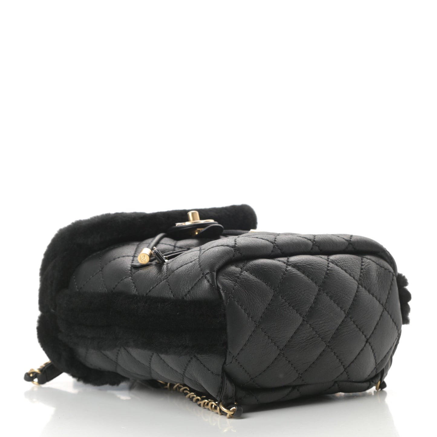 Lambskin Shearling Quilted CC Backpack Black