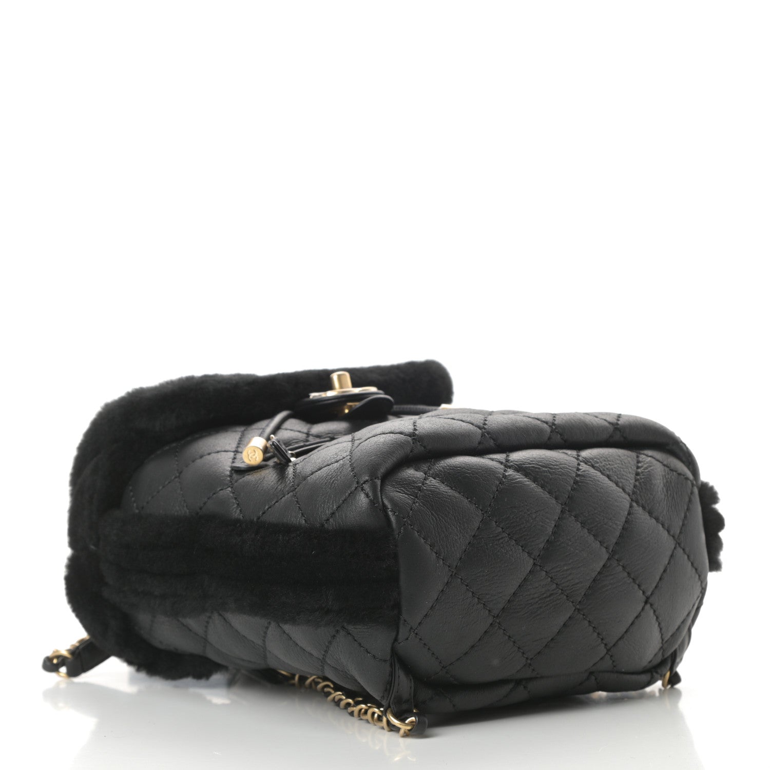 Chanel Lambskin Shearling Quilted CC Backpack Black 4 of 10