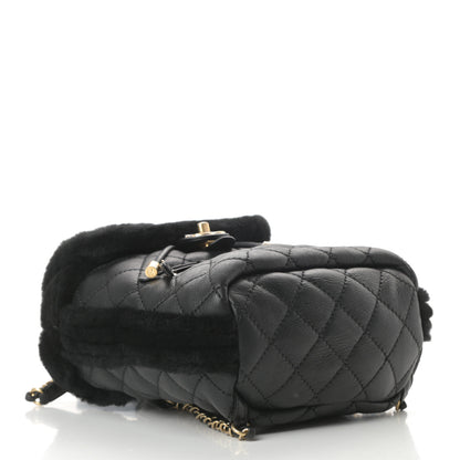 Chanel Lambskin Shearling Quilted CC Backpack Black 4 of 10