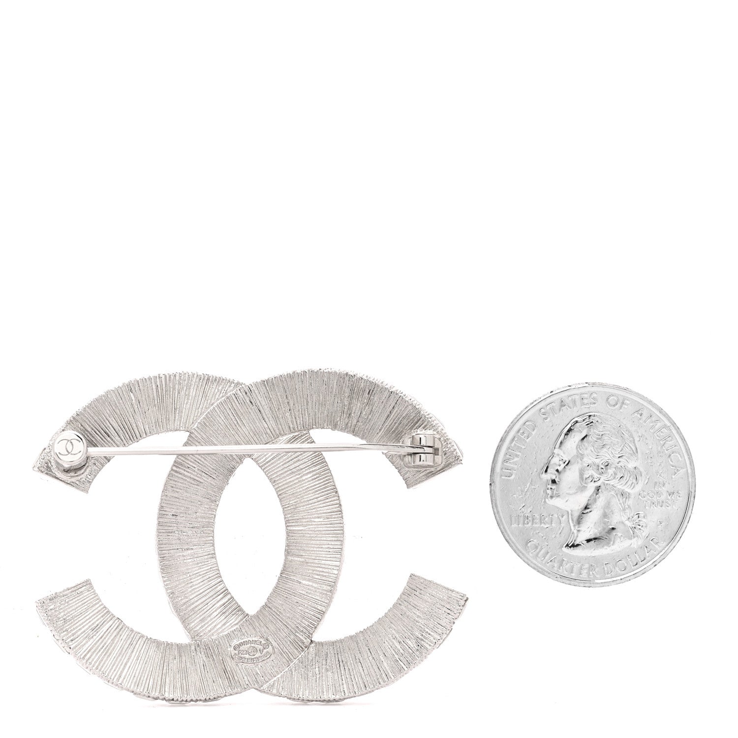 Chanel Baguette Crystal CC Brooch Silver 2 of 3