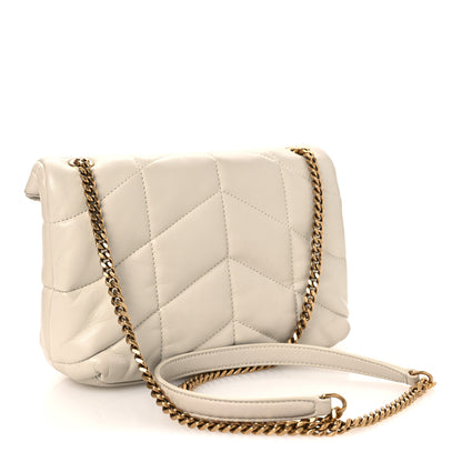Saint Laurent Lambskin Quilted Toy Loulou Puffer Monogram Chain Satchel Crema Soft 3 of 14
