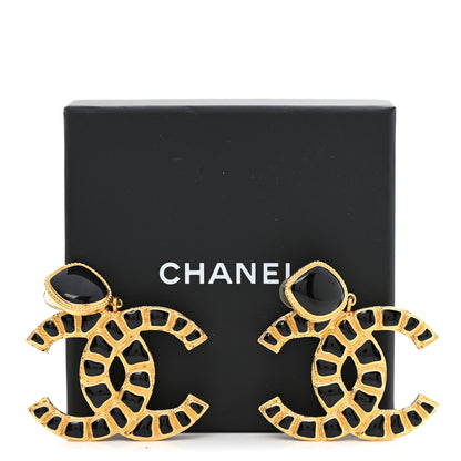 Chanel Resin Along The Nile CC Clip On Earrings Gold Black 7 of 7