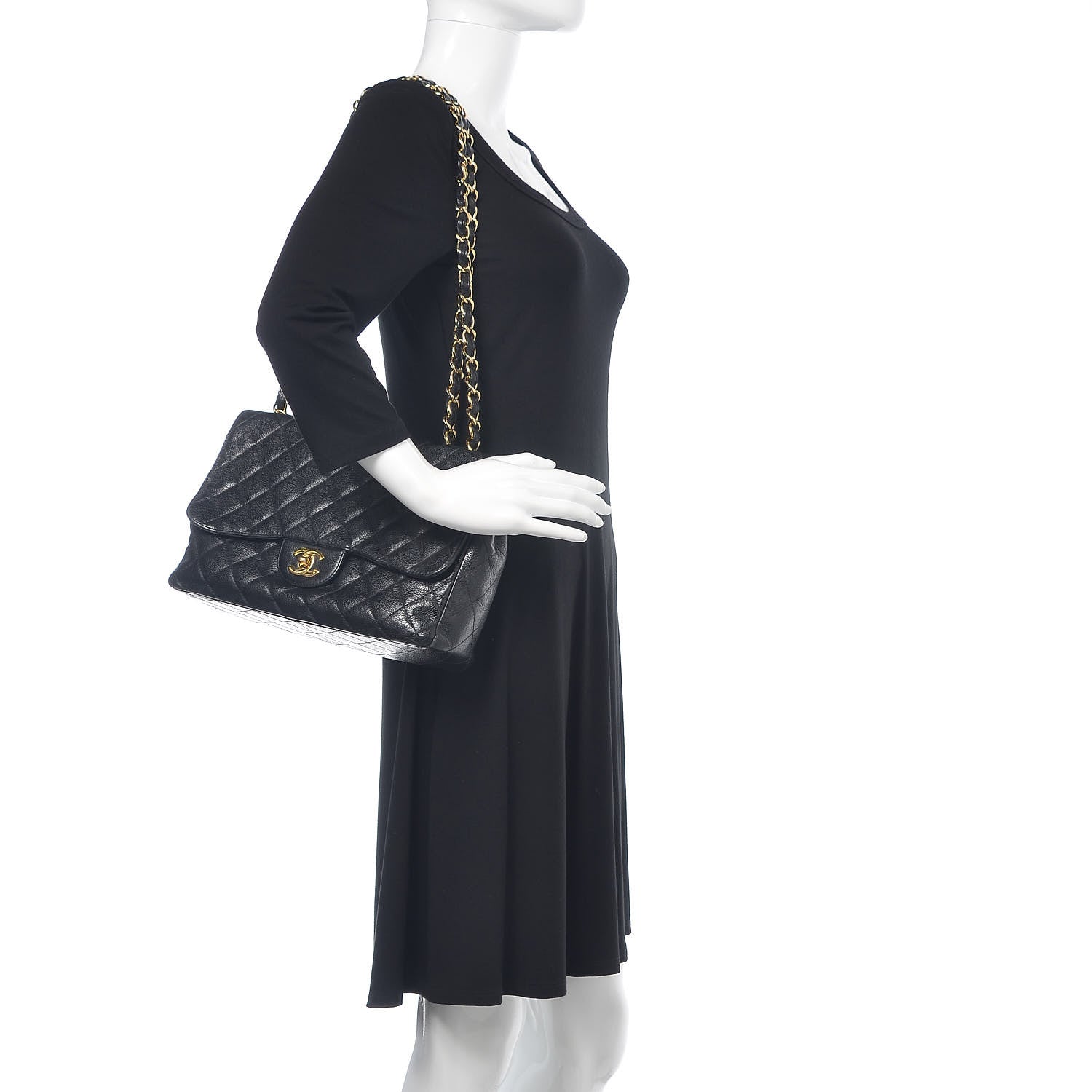 Chanel Caviar Quilted Jumbo Single Flap Black 2 of 18