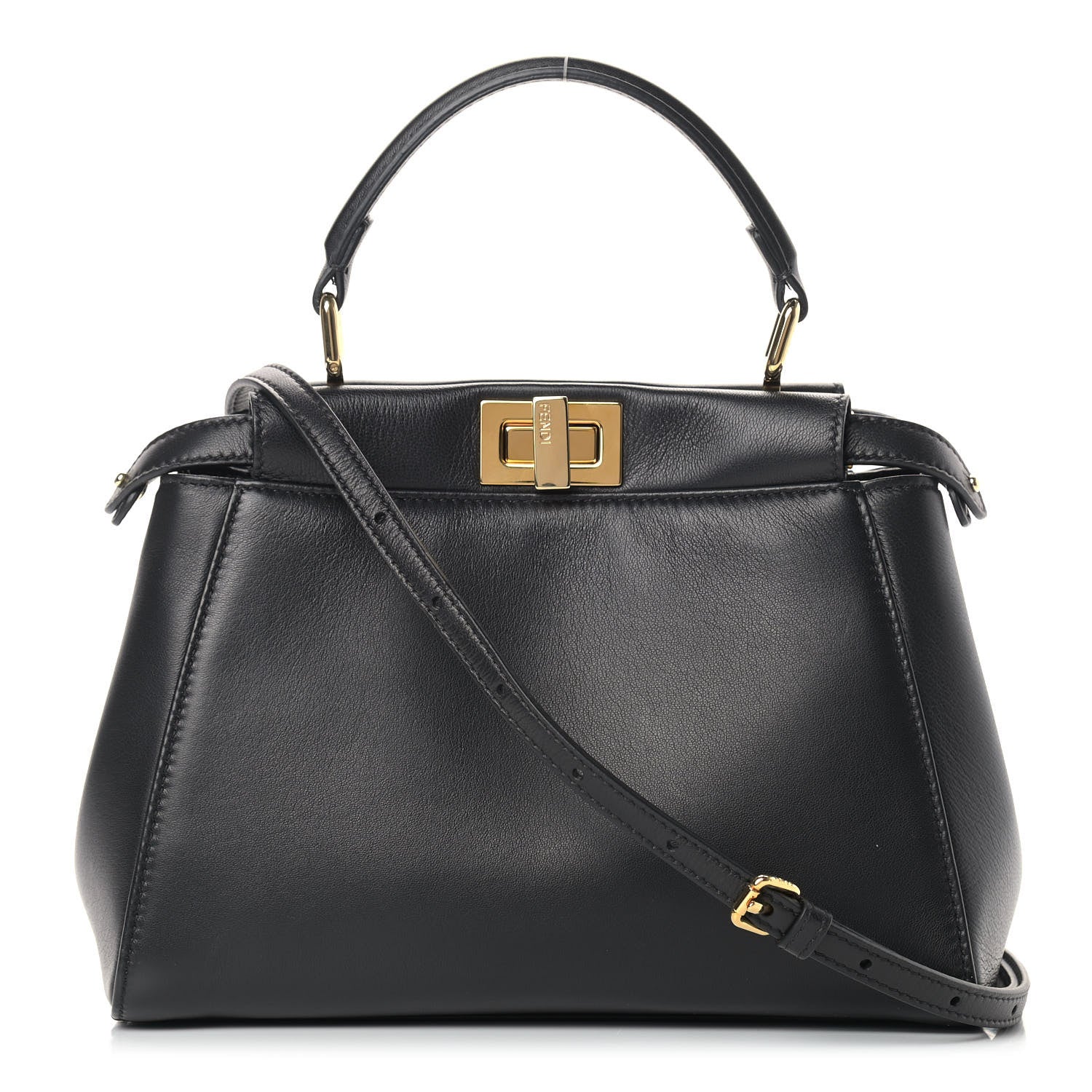 Fendi Nappa Mini Peekaboo Iconic Satchel Black 1 of 10