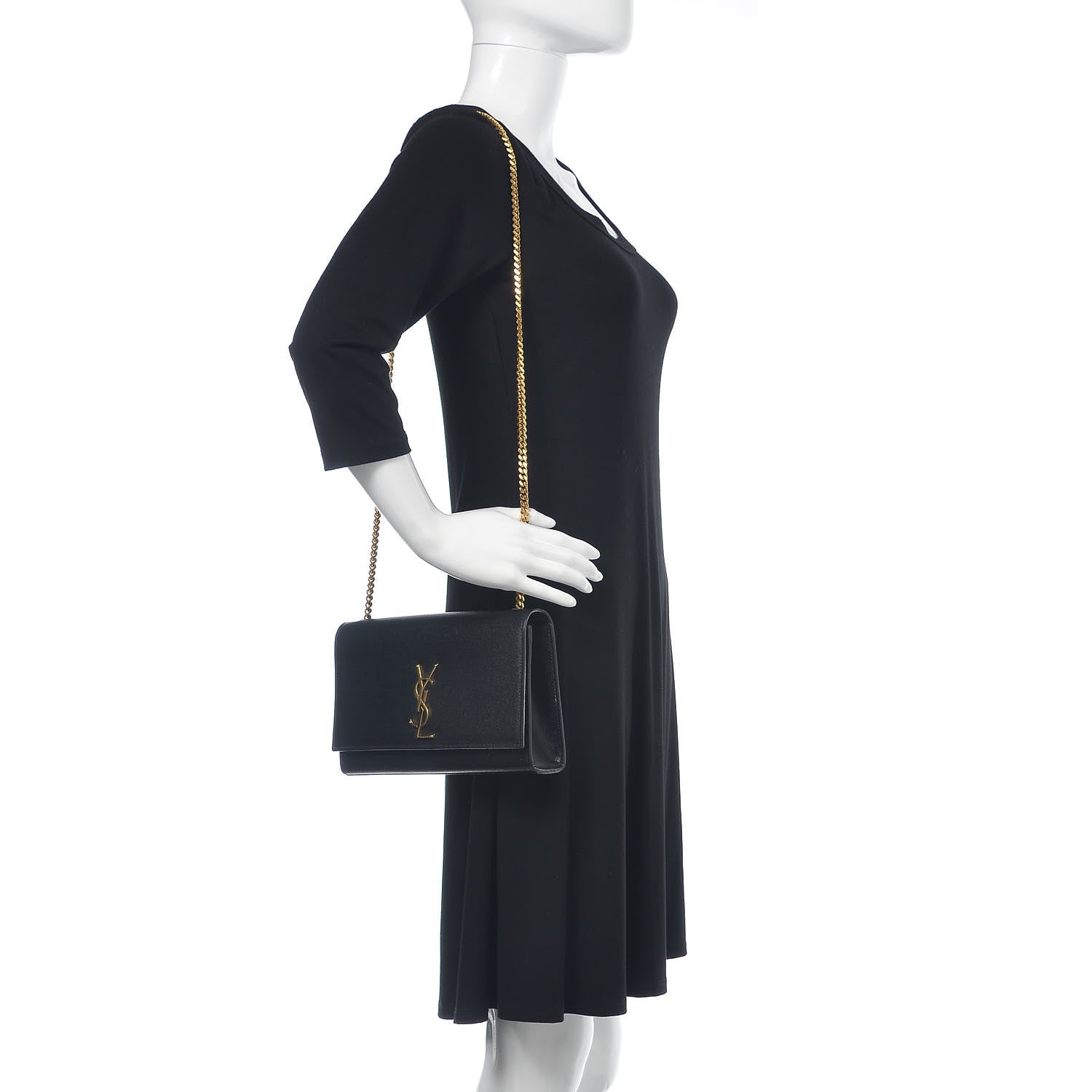 Saint Laurent Grain De Poudre Medium Classic Monogram Kate Satchel Black 2 of 10