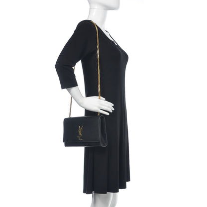 Saint Laurent Grain De Poudre Medium Classic Monogram Kate Satchel Black 2 of 10