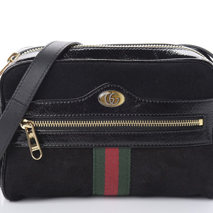 Gucci Suede Patent Web Mini Ophidia Shoulder Bag Black 7 of 9